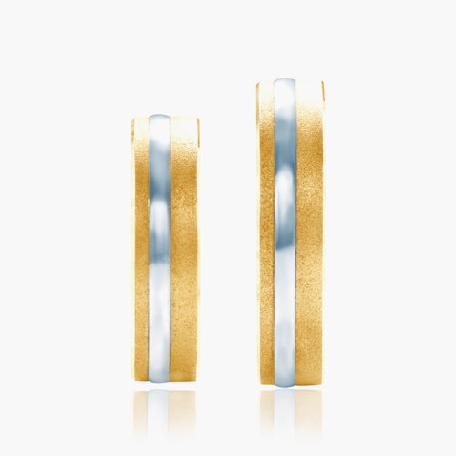 Obrączki ślubne: dwukolorowe złoto, płaskie, 5 mm